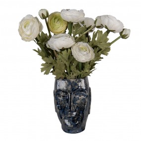 26CE1572L Pot de fleurs Visage 17x14x21 cm Bleu Céramique Pot de fleurs d'intérieur