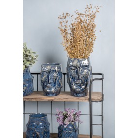26CE1572L Pot de fleurs Visage 17x14x21 cm Bleu Céramique Pot de fleurs d'intérieur