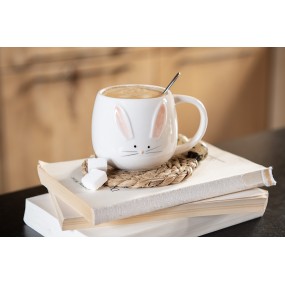 26CEMU0096 Mug 200 ml Beige Ceramic Rabbit Round Tea Mug