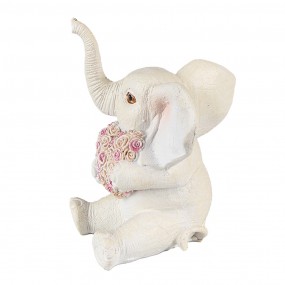 26PR3820 Figurine Elephant 10 cm White Pink Polyresin Home Accessories