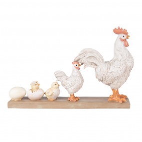 26PR3828 Figurine Chicken 21 cm White Brown Polyresin Home Accessories