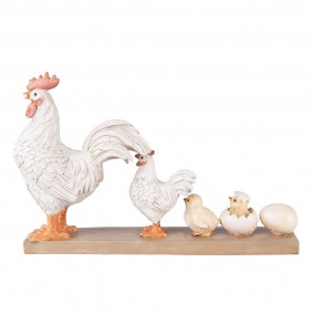 26PR3828 Figurine Chicken 21 cm White Brown Polyresin Home Accessories