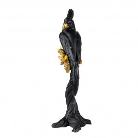 26PR3831 Figurine Perroquet 22 cm Noir Couleur or Polyrésine Accessoires de maison