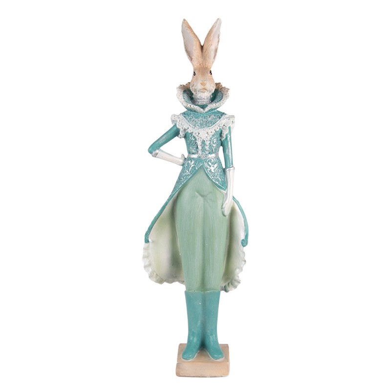 6PR3605 Figurine Rabbit 14x10x44 cm Turquoise Polyresin Home Accessories