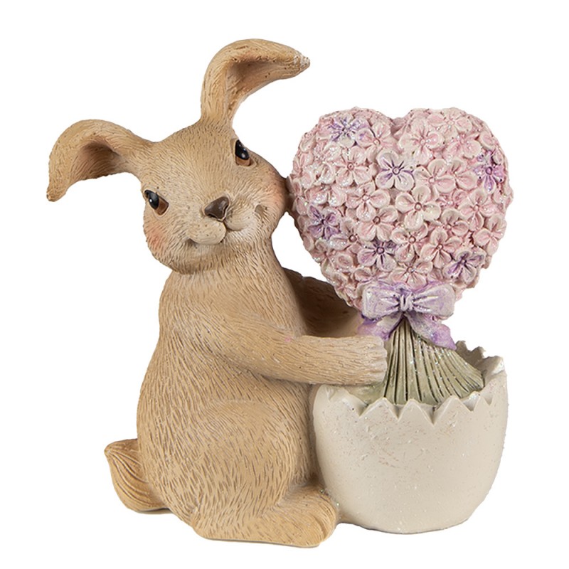 6PR3833 Figurine Rabbit 12 cm Brown Pink Polyresin Home Accessories