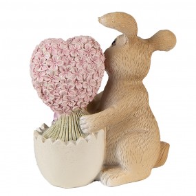 26PR3833 Figurine Rabbit 12 cm Brown Pink Polyresin Home Accessories