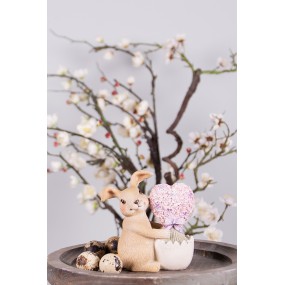 26PR3833 Figurine Rabbit 12 cm Brown Pink Polyresin Home Accessories