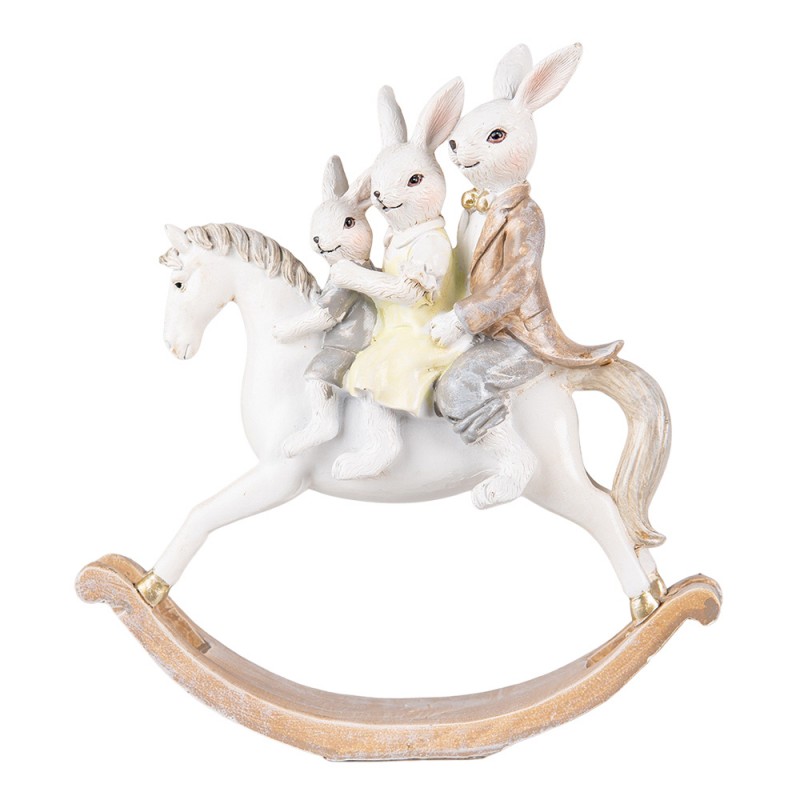 6PR3855 Figurine Rabbit 20 cm White Brown Polyresin Home Accessories