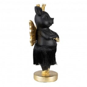 26PR3860 Figurine Cochon 18 cm Noir Couleur or Polyrésine Accessoires de maison