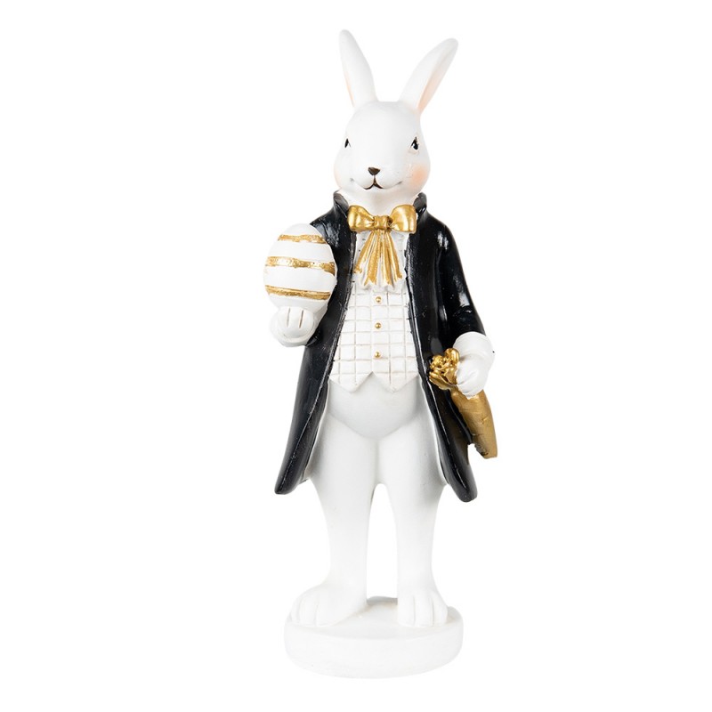 6PR3864 Figurine Rabbit 20 cm Black White Polyresin Home Accessories