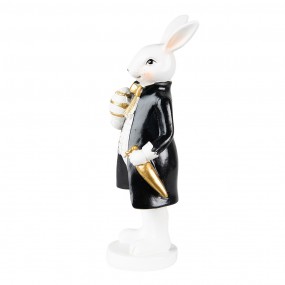 26PR3864 Figurine Rabbit 20 cm Black White Polyresin Home Accessories