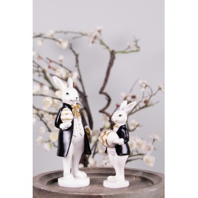 26PR3864 Figurine Rabbit 20 cm Black White Polyresin Home Accessories