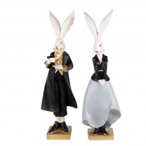26PR4889 Figurine Rabbit 14x12x47 / 14x12x47 cm Black Grey Polyresin Home Accessories