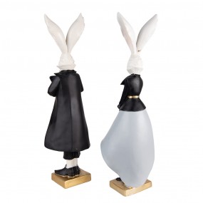26PR4889 Figurine Rabbit 14x12x47 / 14x12x47 cm Black Grey Polyresin Home Accessories