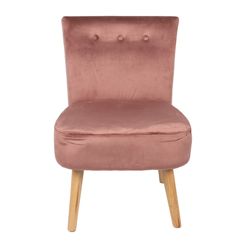 50710 Dining Chair 51x58x76 cm Pink Wood Textile Chair