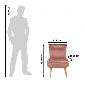 250710 Dining Chair 51x58x76 cm Pink Wood Textile Chair