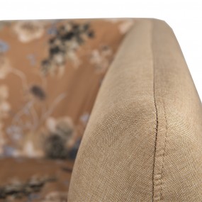 250711 Sessel mit Armlehne 75x71x71 cm Gelb Grün Holz Textil Wohnzimmerstuhl