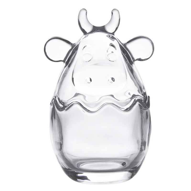 6GL4236 Glass Jar Cow Ø 8x14 cm Transparent Glass Round Jar