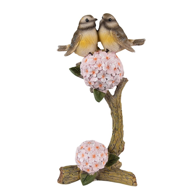 6PR3822 Figurine Oiseau 19 cm Marron Rose Polyrésine Accessoires de maison