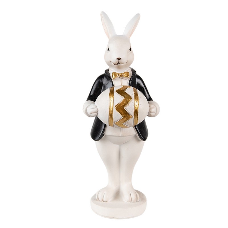 6PR3866 Figur Kaninchen 15 cm Schwarz Weiß Polyresin Wohnaccessoires