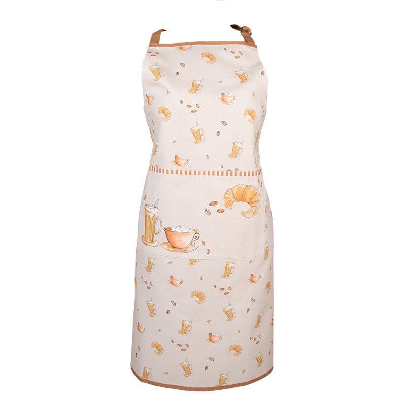 YFB41 Apron 70x85 cm Beige Cotton Croissant and coffee