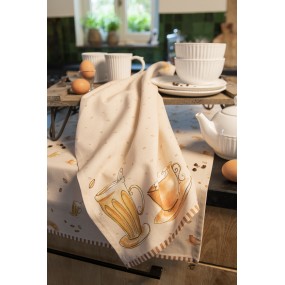 2YFB42-2 Tea Towel 50x70 cm Beige Cotton Croissant and coffee Rectangle