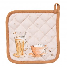 2YFB45 Pot Holder 20x20 cm Beige Cotton Croissant and coffee