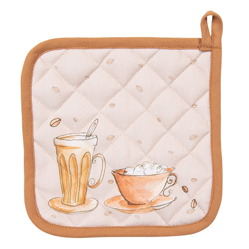 YFB45 Pot Holder 20x20 cm Beige Cotton Croissant and coffee