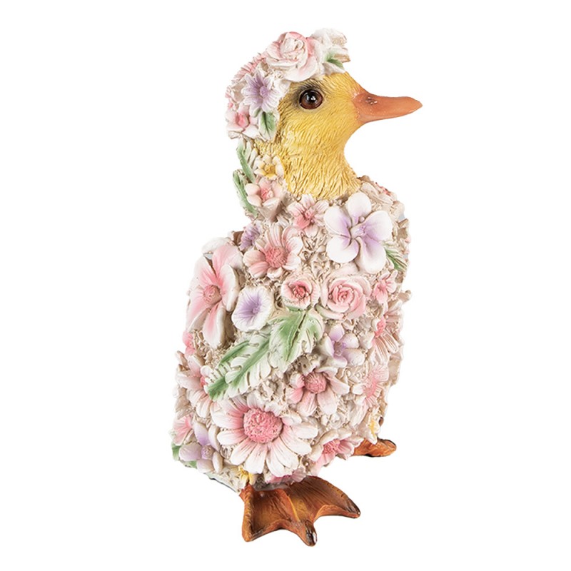 6PR4875 Figurine Duck 10x11x18 cm Pink Polyresin Flowers Home Accessories