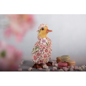 26PR4875 Figurine Duck 10x11x18 cm Pink Polyresin Flowers Home Accessories