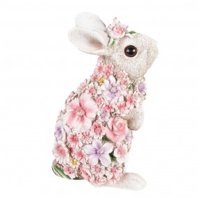 26PR4881 Figurine Rabbit 16x13x25 cm Pink Polyresin Flowers Home Accessories