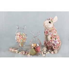 26PR4881 Figurine Rabbit 16x13x25 cm Pink Polyresin Flowers Home Accessories