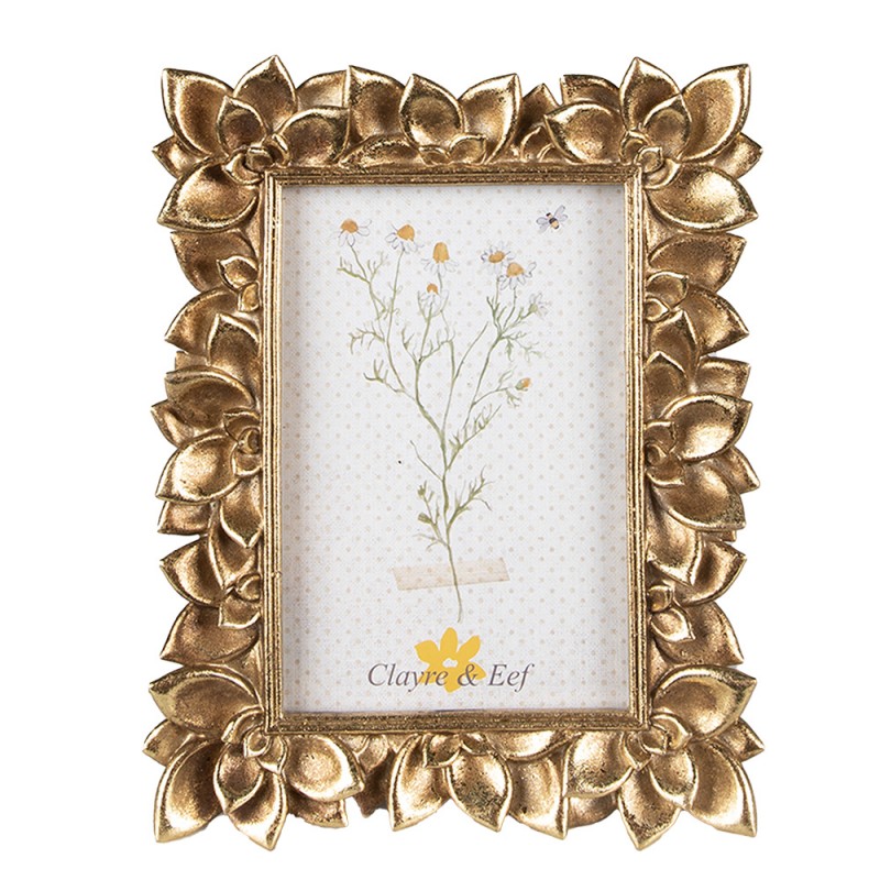 2F1022 Photo Frame 10x15 cm Gold colored Plastic Flowers Picture Frame