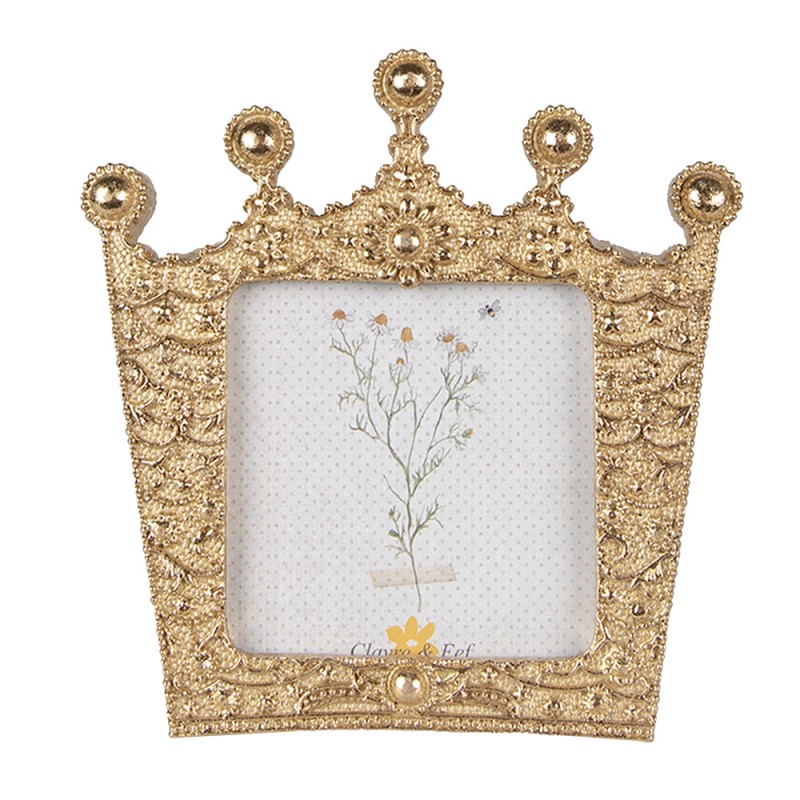 2F1026 Photo Frame Crown 7x7 cm Gold colored Plastic Picture Frame