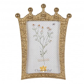 22F1028 Photo Frame Crown 10x15 cm Gold colored Plastic Picture Frame
