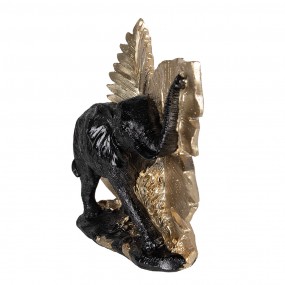 26PR3816 Statuetta Elefante 18 cm Nero Color oro Poliresina Accessori per la casa
