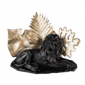 26PR3817 Figurine Lion 16 cm Black Gold colored Polyresin Home Accessories