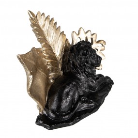 26PR3817 Figurine Lion 16 cm Noir Couleur or Polyrésine Accessoires de maison