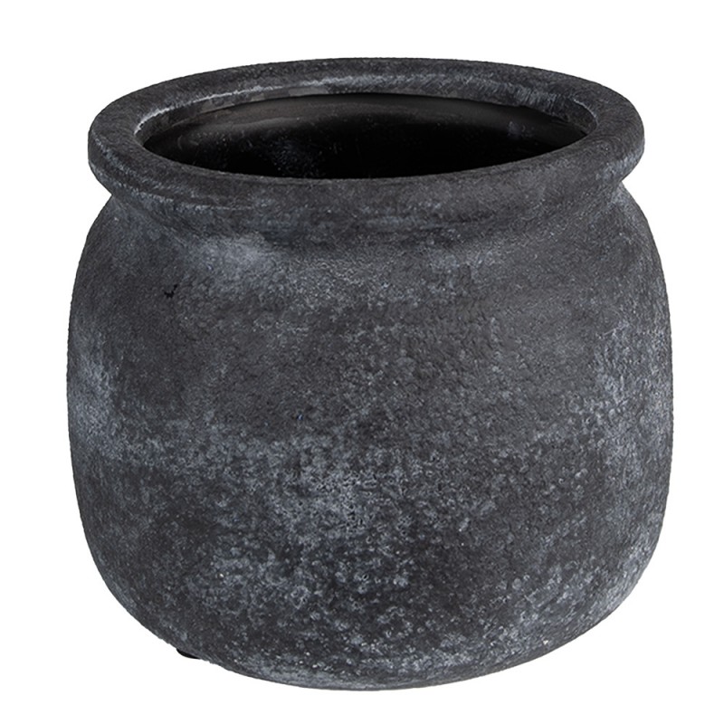 6CE1587L Planter Ø 20x15 cm Grey Ceramic Round Indoor Planter