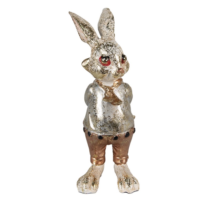 6PR3881 Figurine Rabbit 6x7x14 cm Beige Gold colored Polyresin Home Accessories