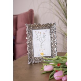 22F1032 Photo Frame 10x15 cm Silver colored Plastic Little Leaves Picture Frame