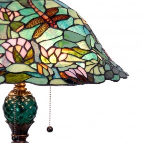 25LL-5271 Table Lamp Tiffany Ø 47x60 cm Green Brown Glass Dragonfly Triangle Desk Lamp Tiffany