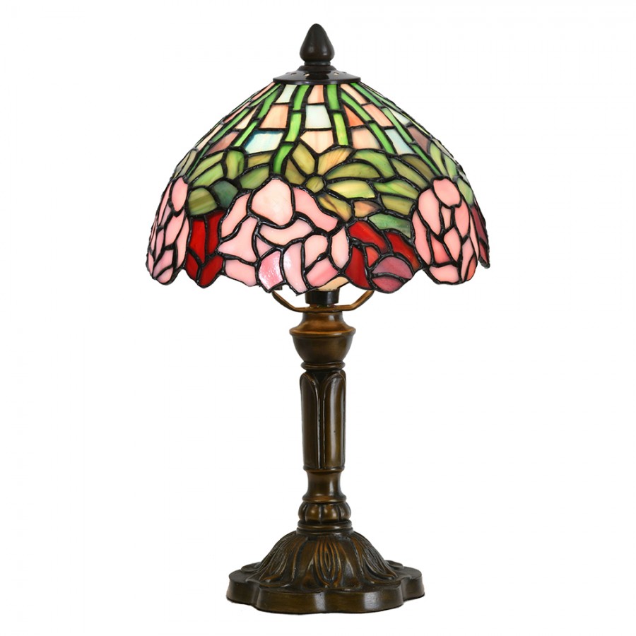 LumiLamp Lampada da tavolo Tiffany 48 cm Marrone Rosa Vetro