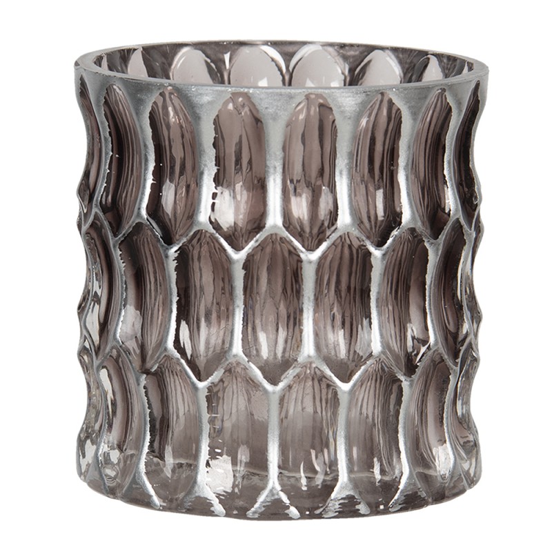 6GL2913S Tealight Holder Ø 10x10 cm Silver colored Glass Round Tea-light Holder