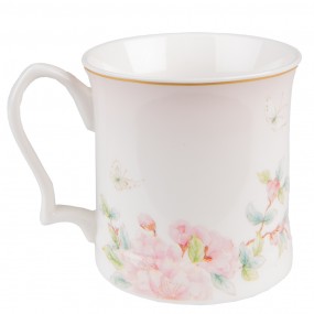 26CEMU0126 Mug 414 ml Blanc Rose Porcelaine Fleurs Tasse à thé