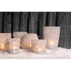 26GL2953 Tealight Holder Ø 10x10 cm White Glass Round Tea-light Holder