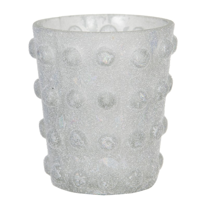 6GL2957 Tealight Holder Ø 8x8 cm White Glass Round Tea-light Holder