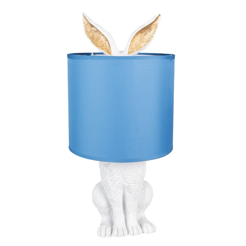 6LMC0013WBL Tischlampe Kaninchen Ø 20x43 cm Weiß Blau Kunststoff Schreibtischlampe