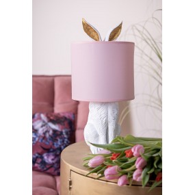 26LMC0013WP Table Lamp Rabbit Ø 20x43 cm White Pink Plastic Desk Lamp
