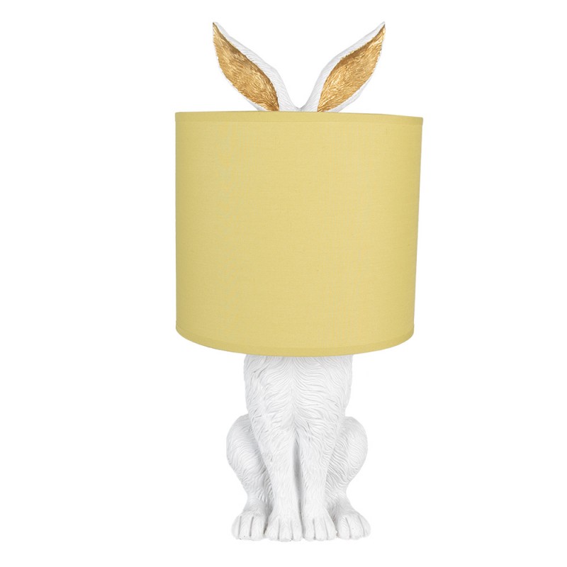 6LMC0013WY Tischlampe Kaninchen Ø 20x43 cm Weiß Gelb Kunststoff Schreibtischlampe
